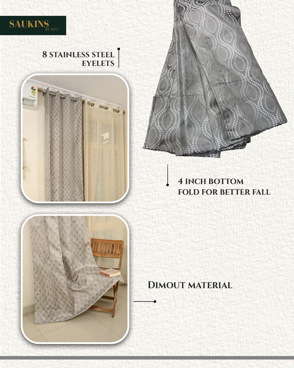 Saukins Elegance III Grey Curtain