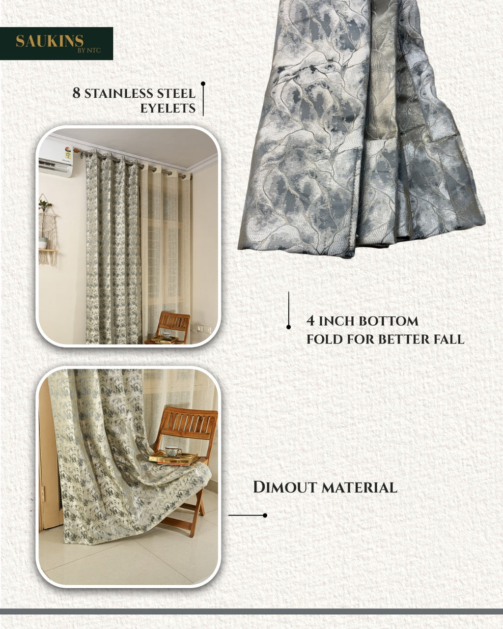 Saukins Elegance  IV Grey Curtain