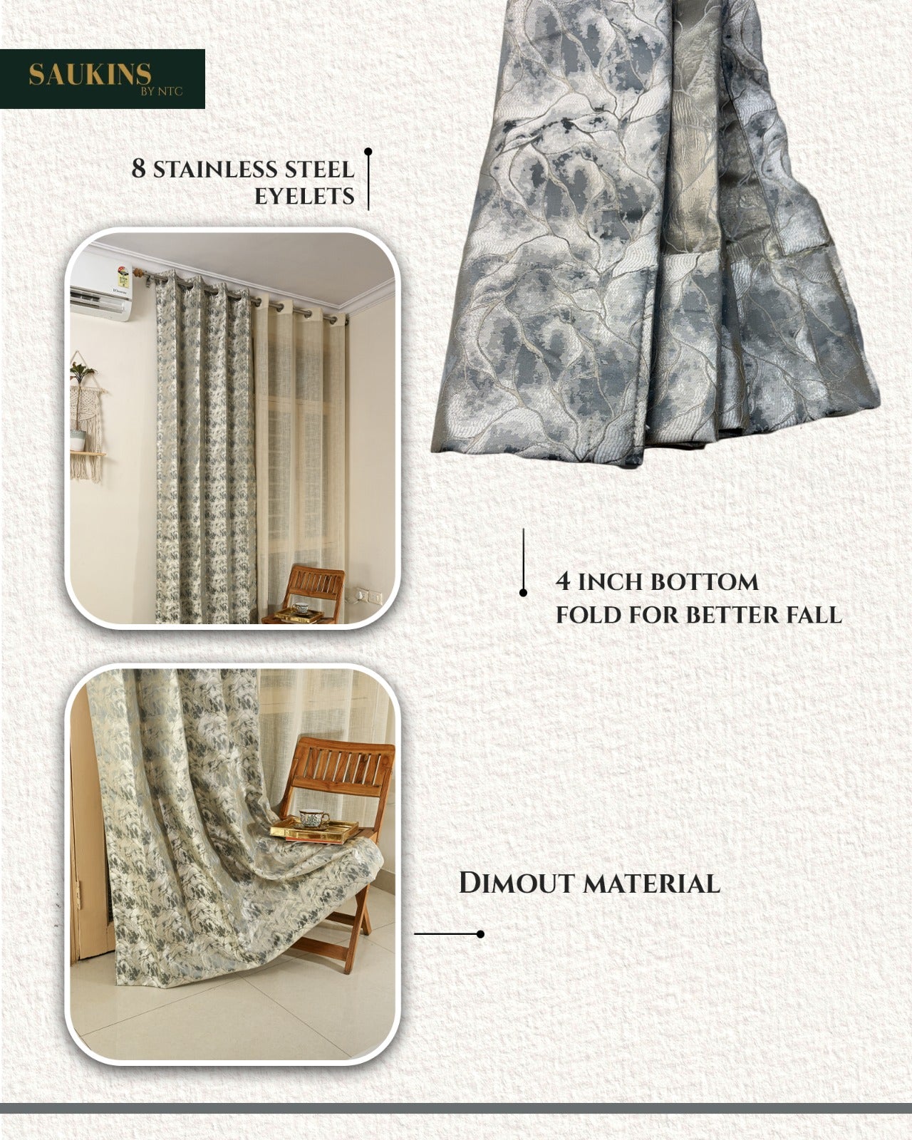 Saukins Elegance  IV Grey Curtain