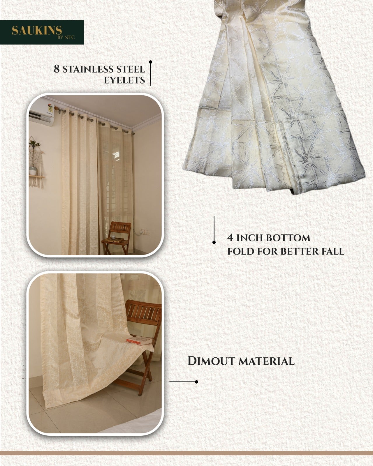 Saukins Geometry III Cream Curtain