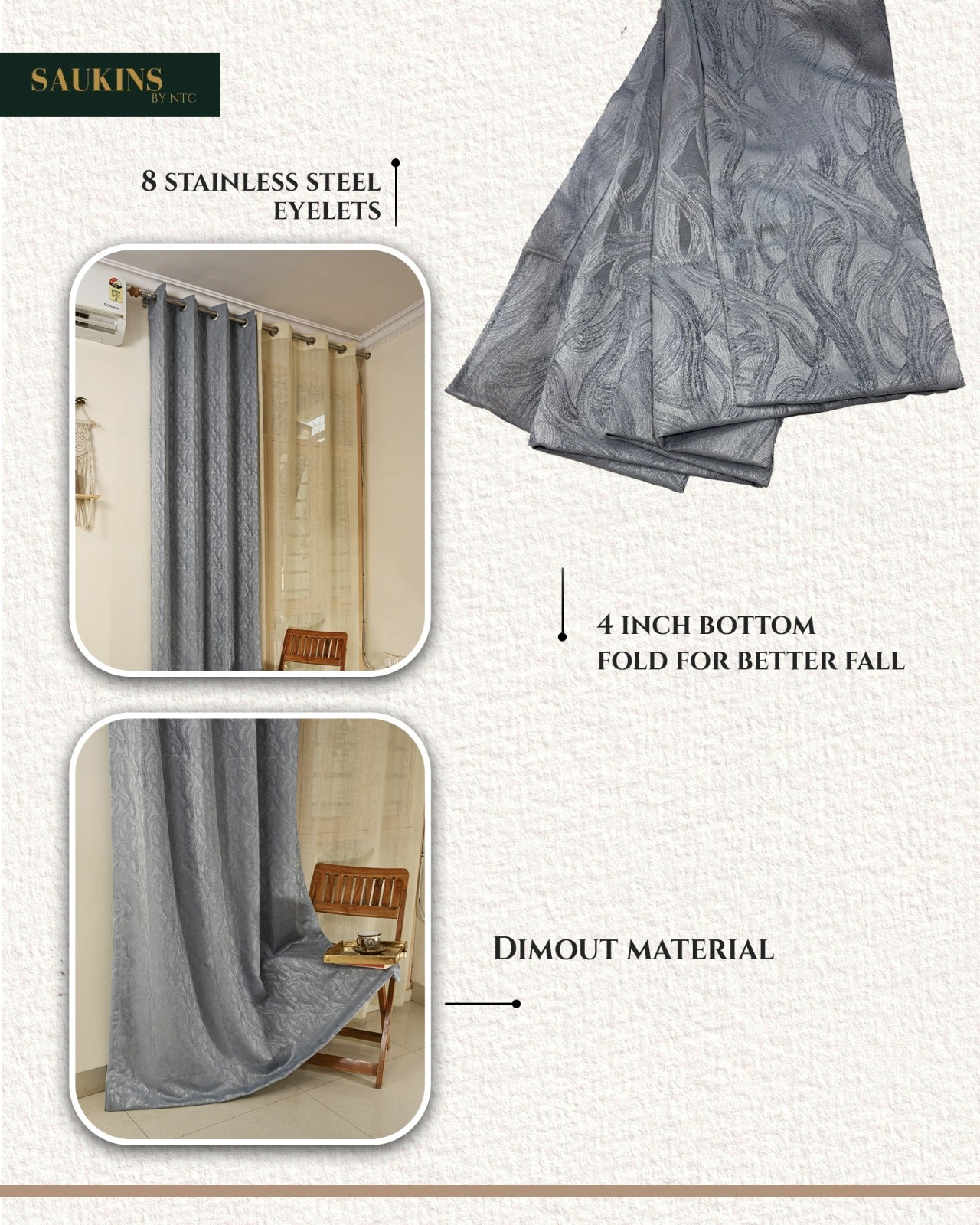 Saukins Geometry V Blue Curtain