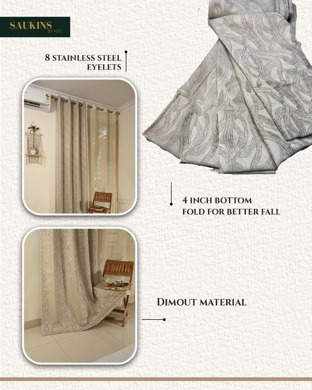 Saukins Geometry V Grey Curtain