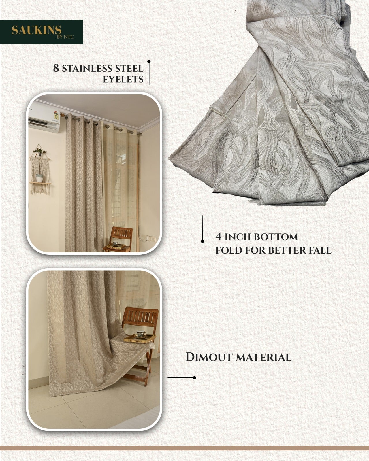 Saukins Geometry V Grey Curtain