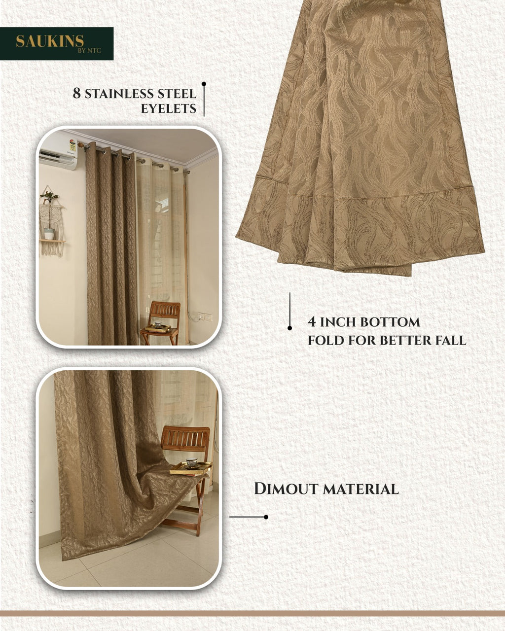 Saukins Geometry V Brown Curtain