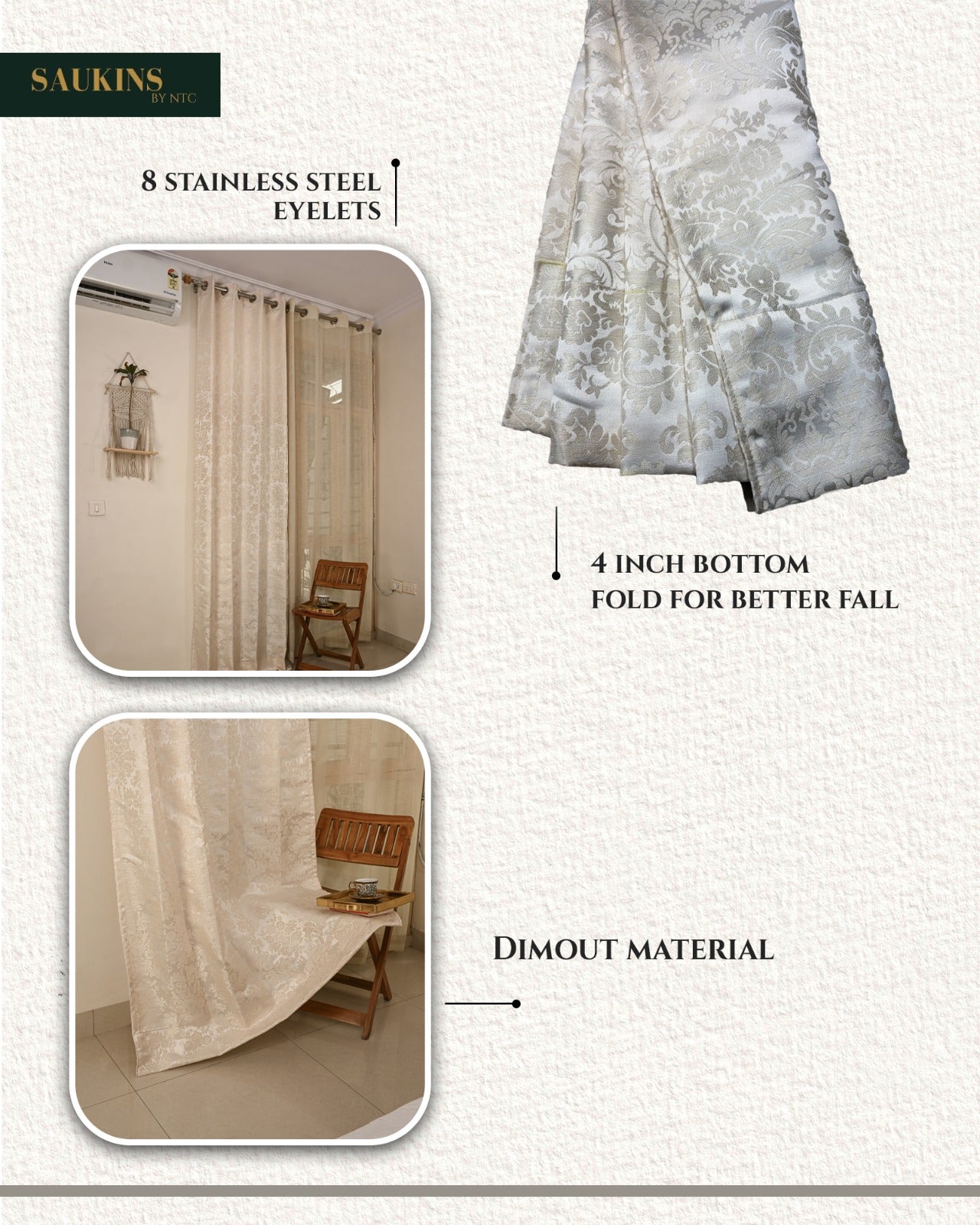 Saukins Taj I Cream Curtain