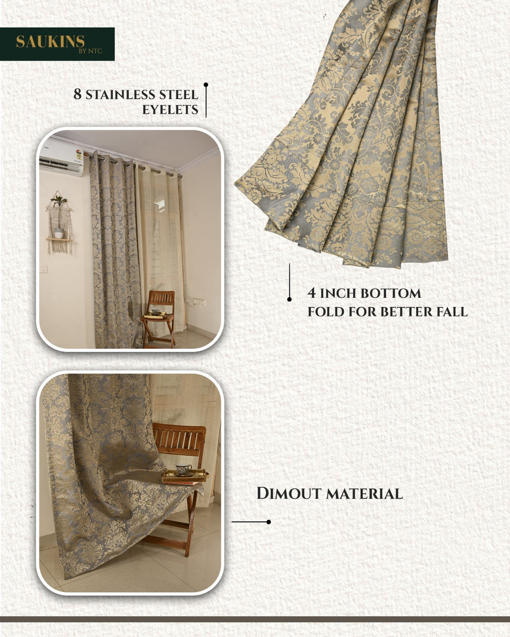 Saukins Taj I Grey Curtain