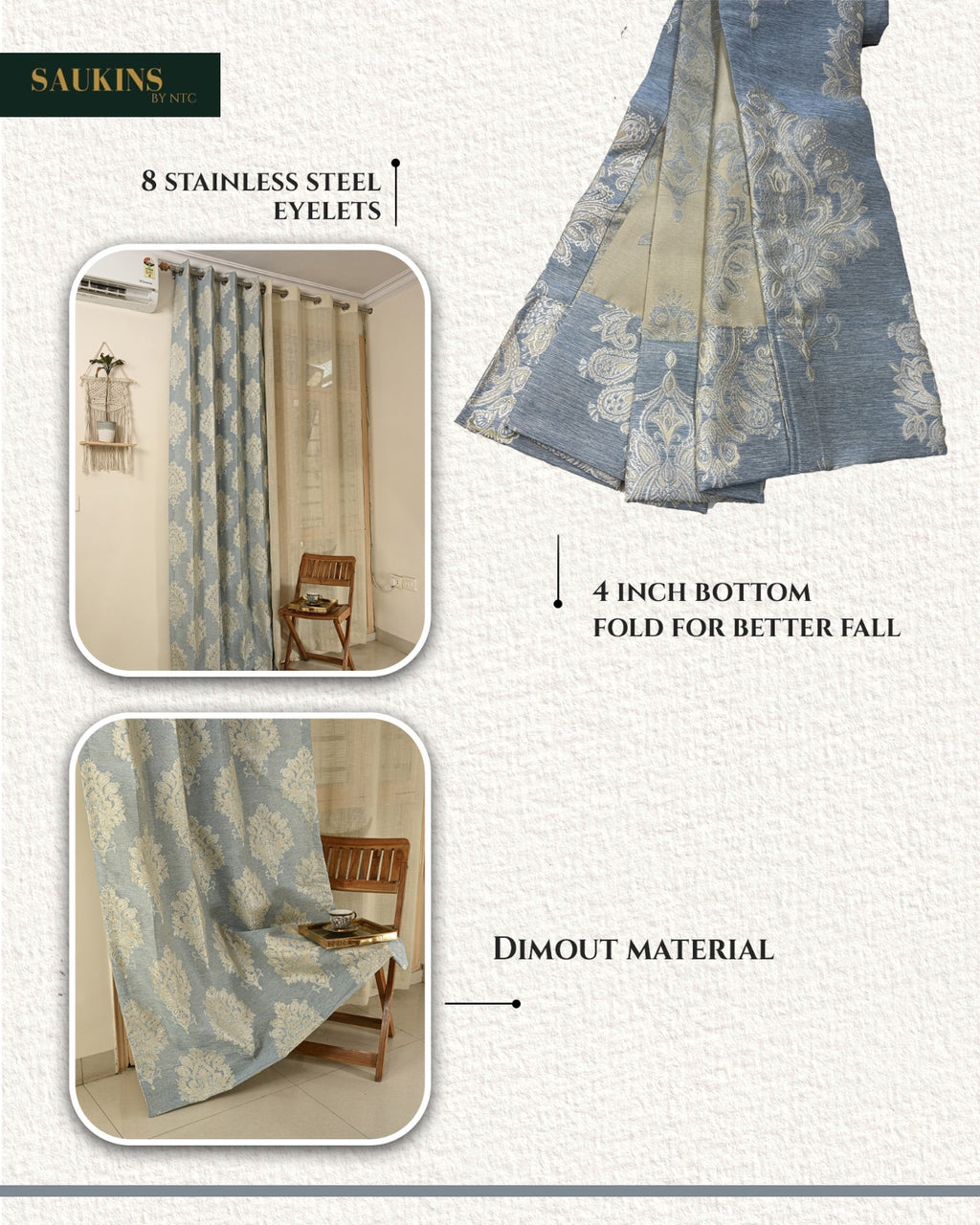 Saukins Taj II Blue Curtain