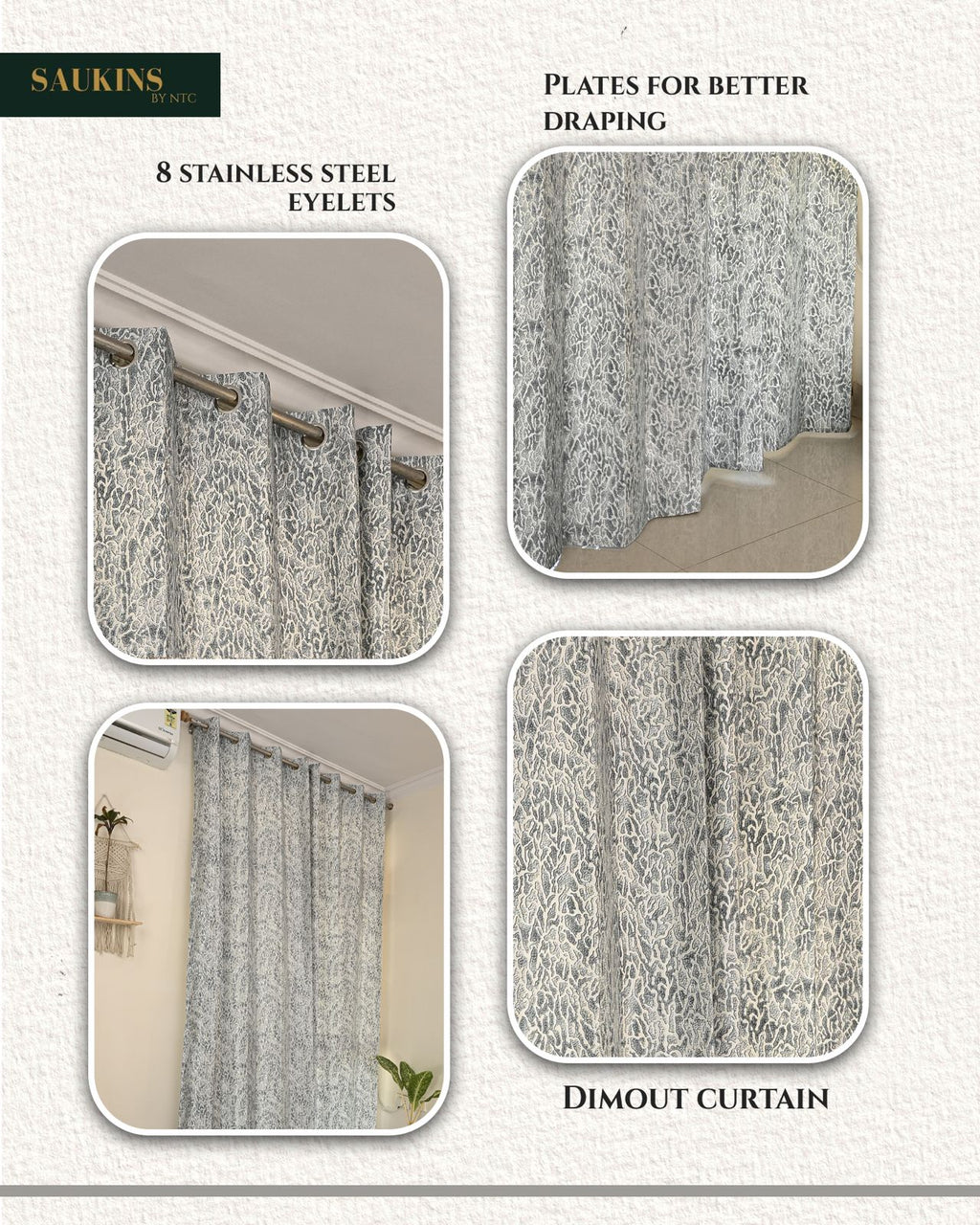 Saukins Natural IV Grey Curtain