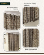 Saukins Natural VII Floral Brown Curtain