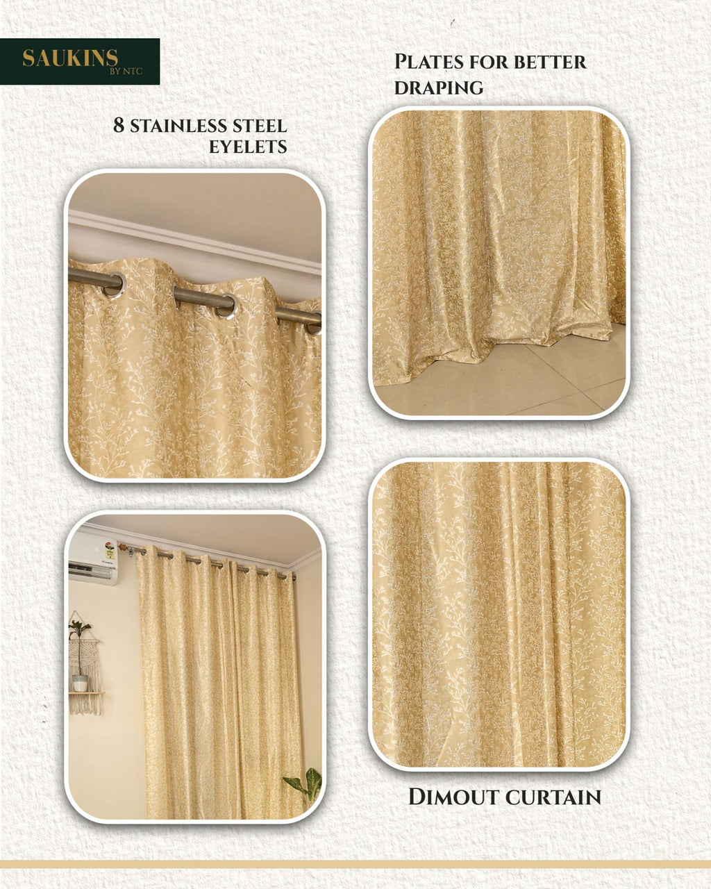 Saukins Natural VII Floral Cream Curtain