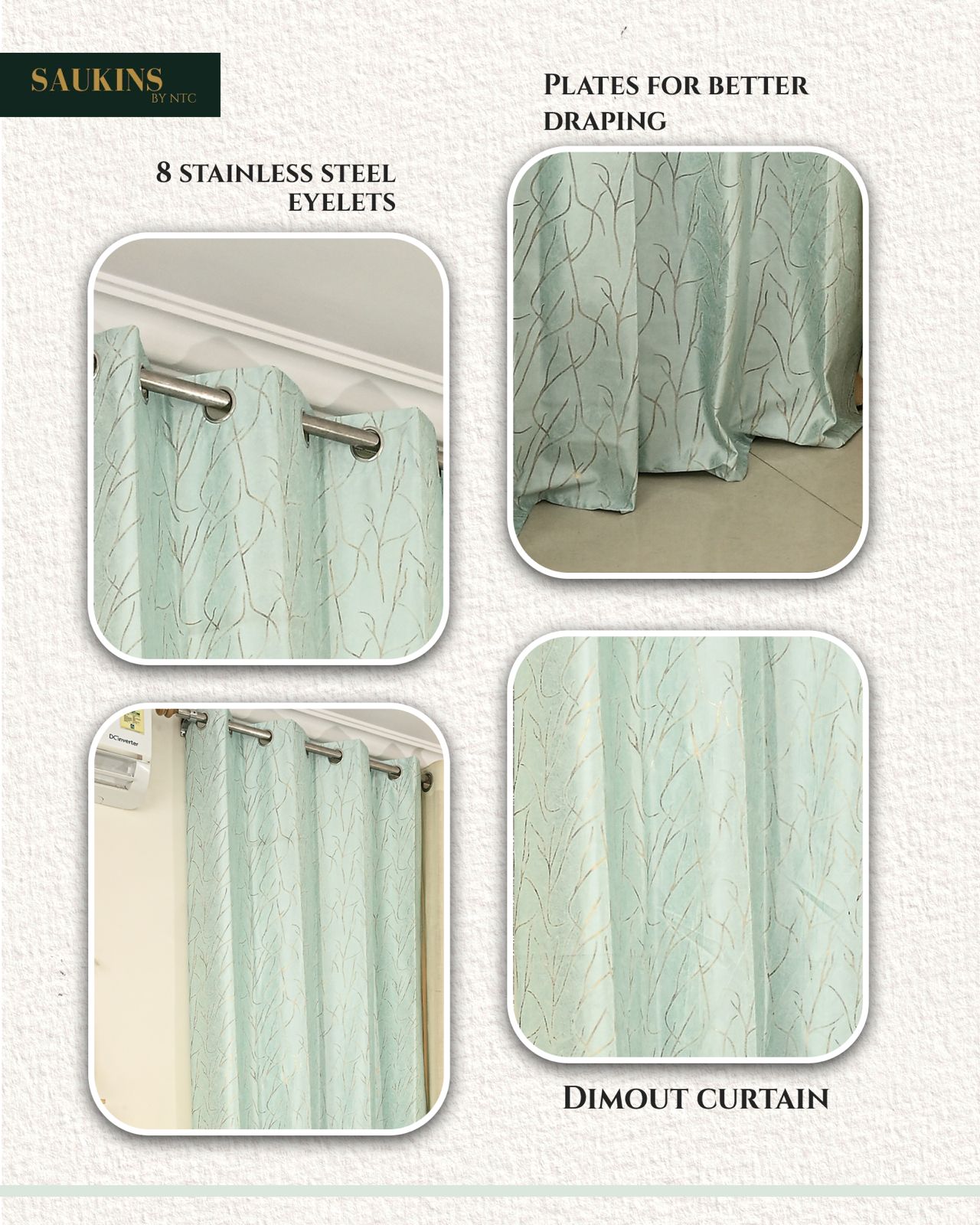 Saukins Natural VIII Green Curtain