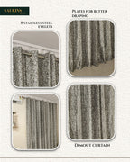 Saukins Natural VII Floral Grey Curtain
