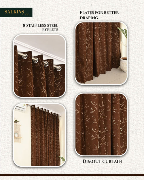 Brown Golden Strips Root Style Curtain