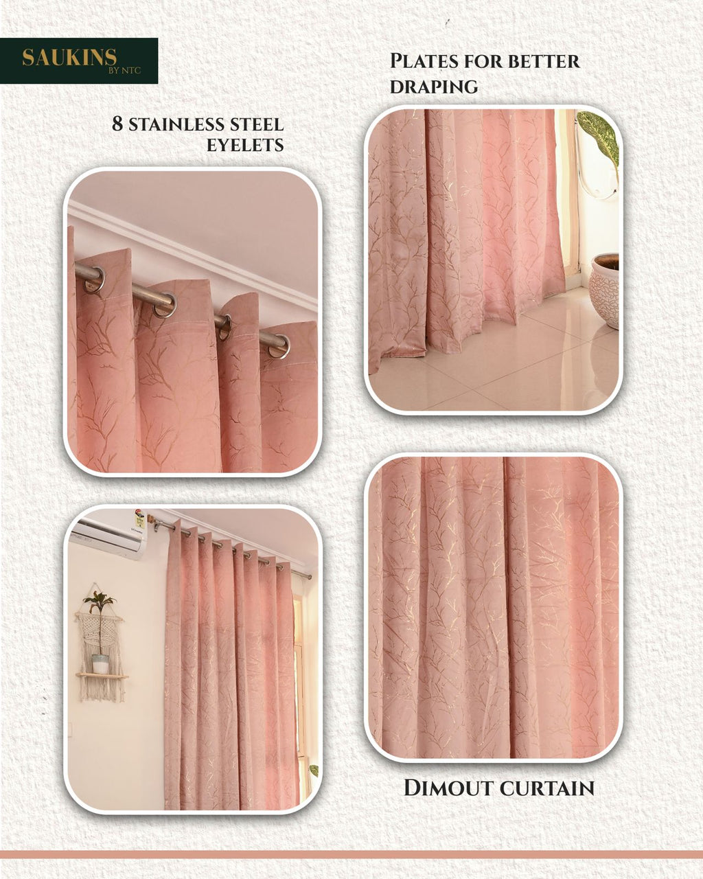 Saukins Natural III Pink Curtain