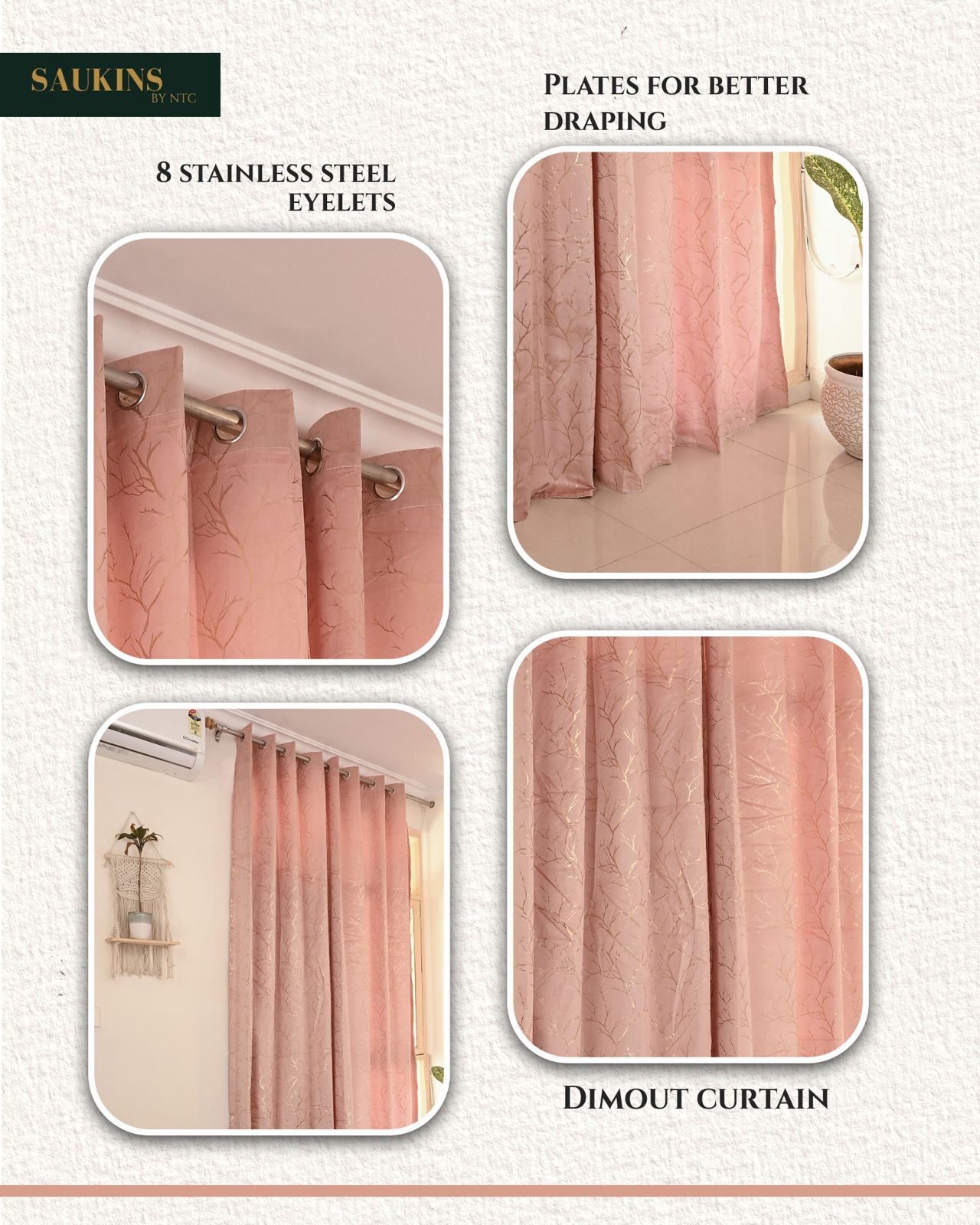 Saukins Natural III Pink Curtain