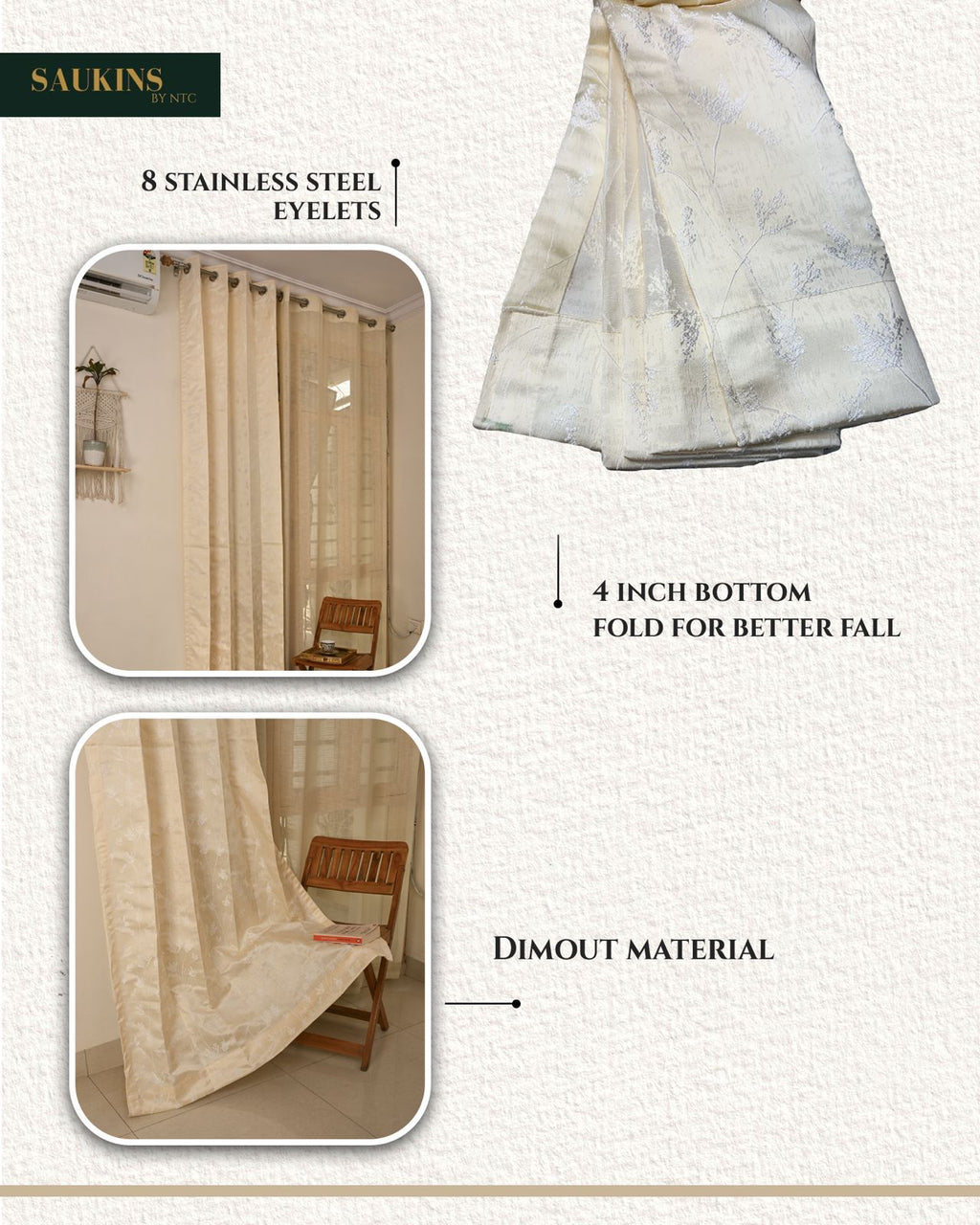 Saukins Natural V Cream Curtain
