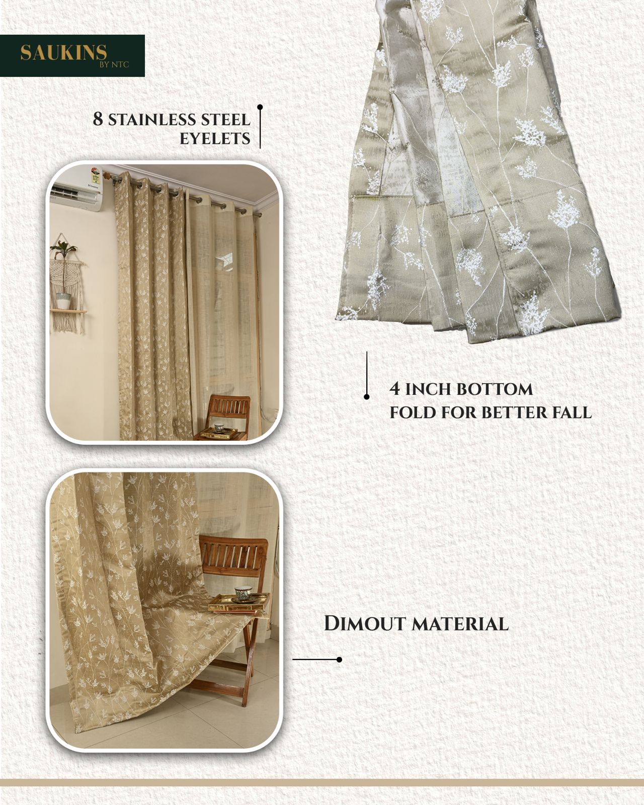 Saukins Natural V Golden Curtain