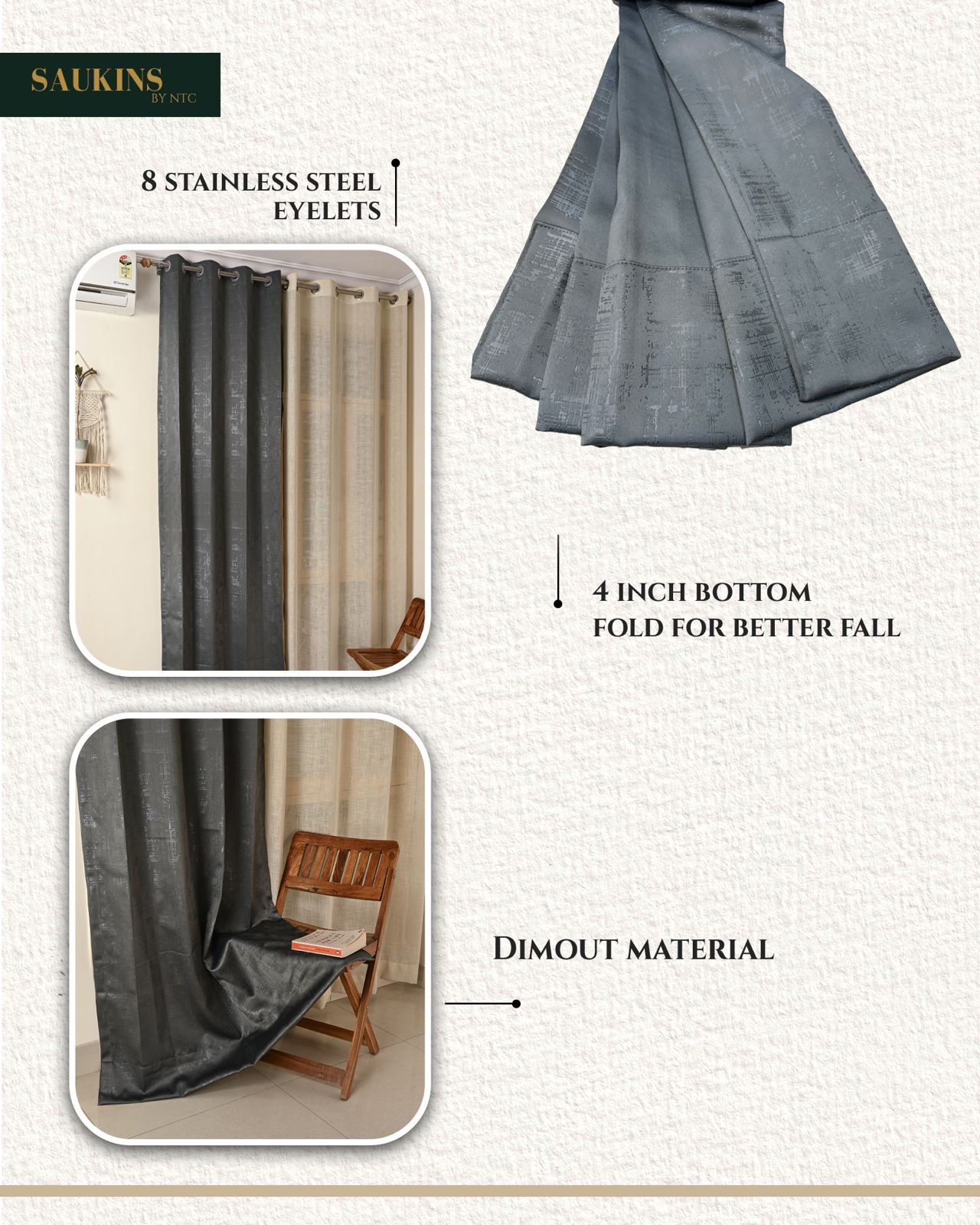 Saukins Geometry I Grey Curtain