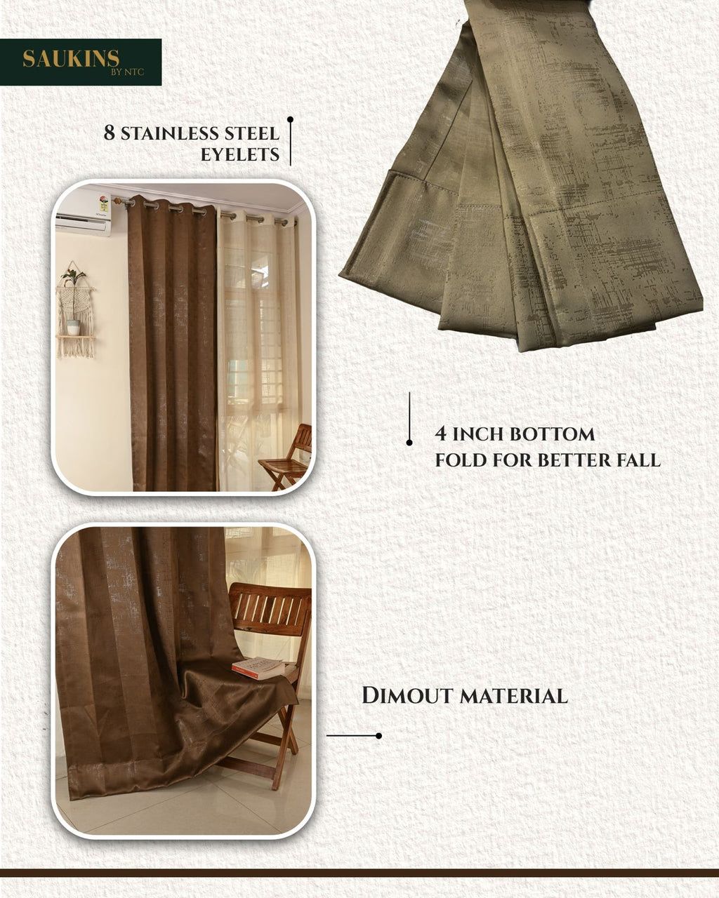 Saukins Geometry I Brown Curtain