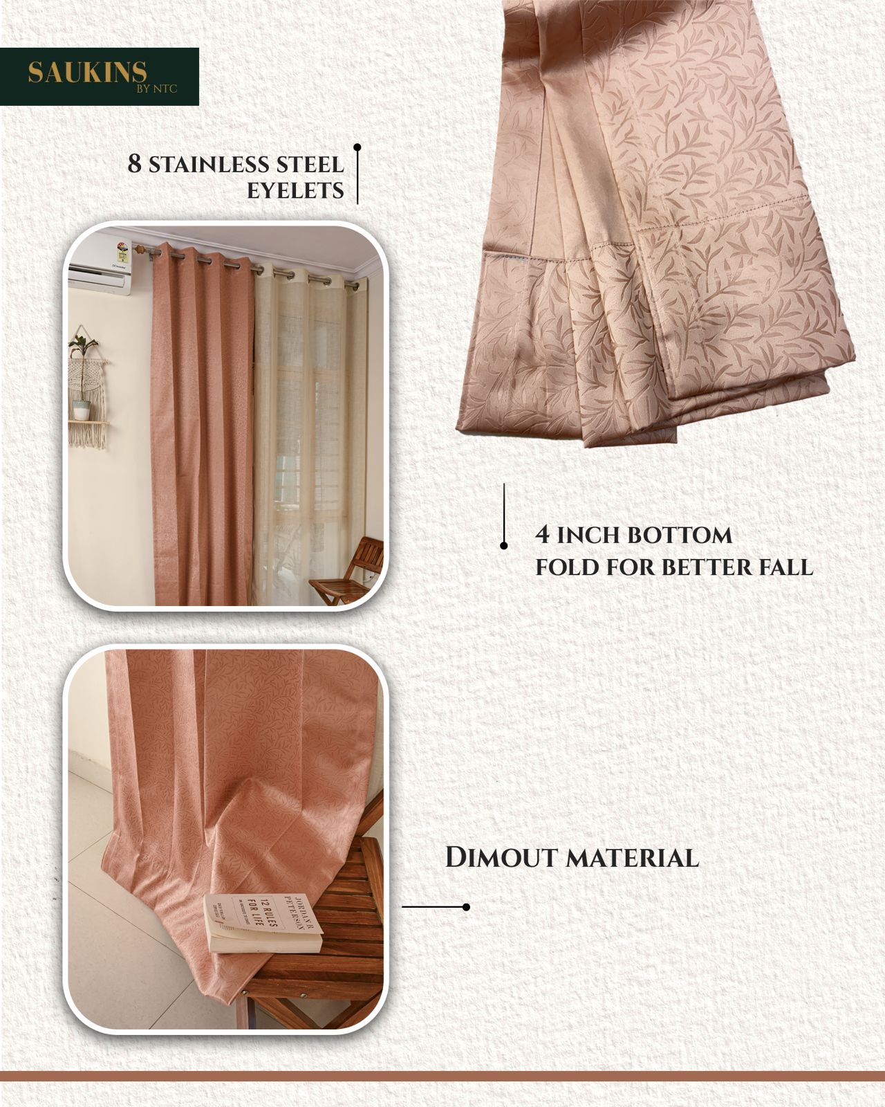 Saukins Natural II Pink Curtain