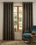 Leaf Pattern Grey Golden Foiling Details 80% Blackout curtain