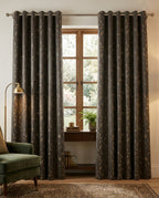 Leaf Pattern Grey Golden Foiling Details 80% Blackout curtain