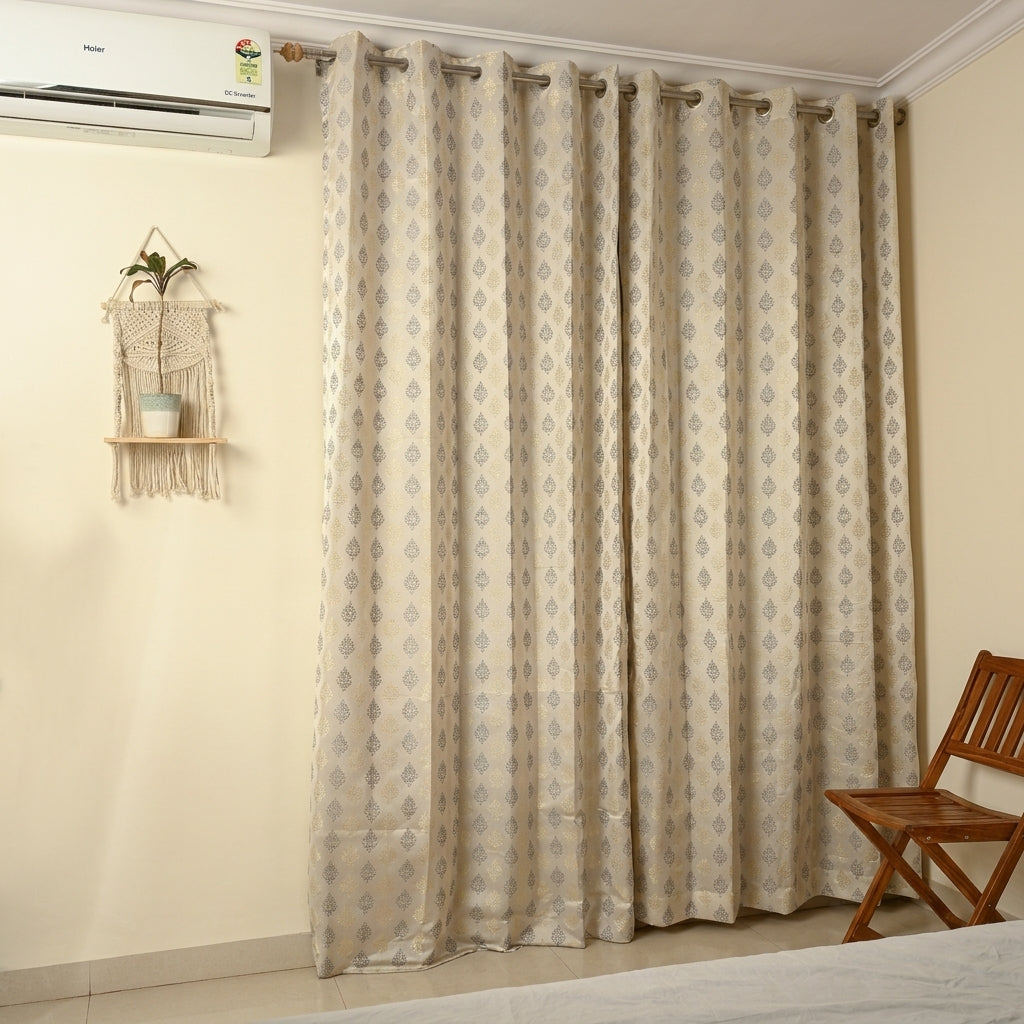Grey Damas Pattern Curtain Dimout Curtain