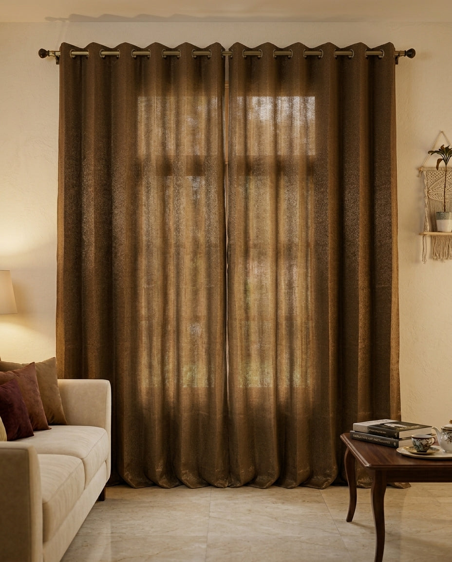 Plain Brown Curtain 50% Blackout Curtain