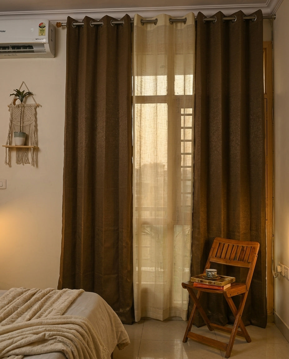 Plain Brown Curtain 50% Blackout Curtain