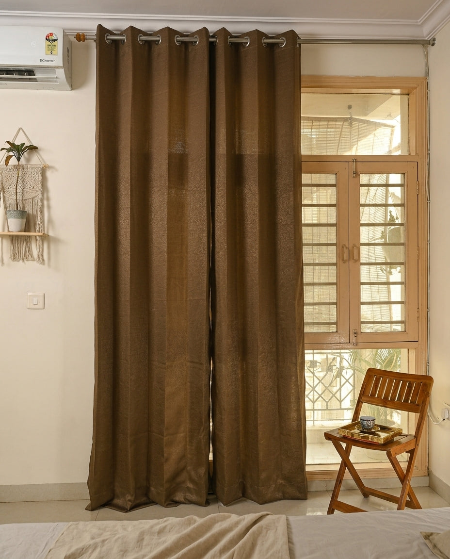 Plain Brown Curtain 50% Blackout Curtain