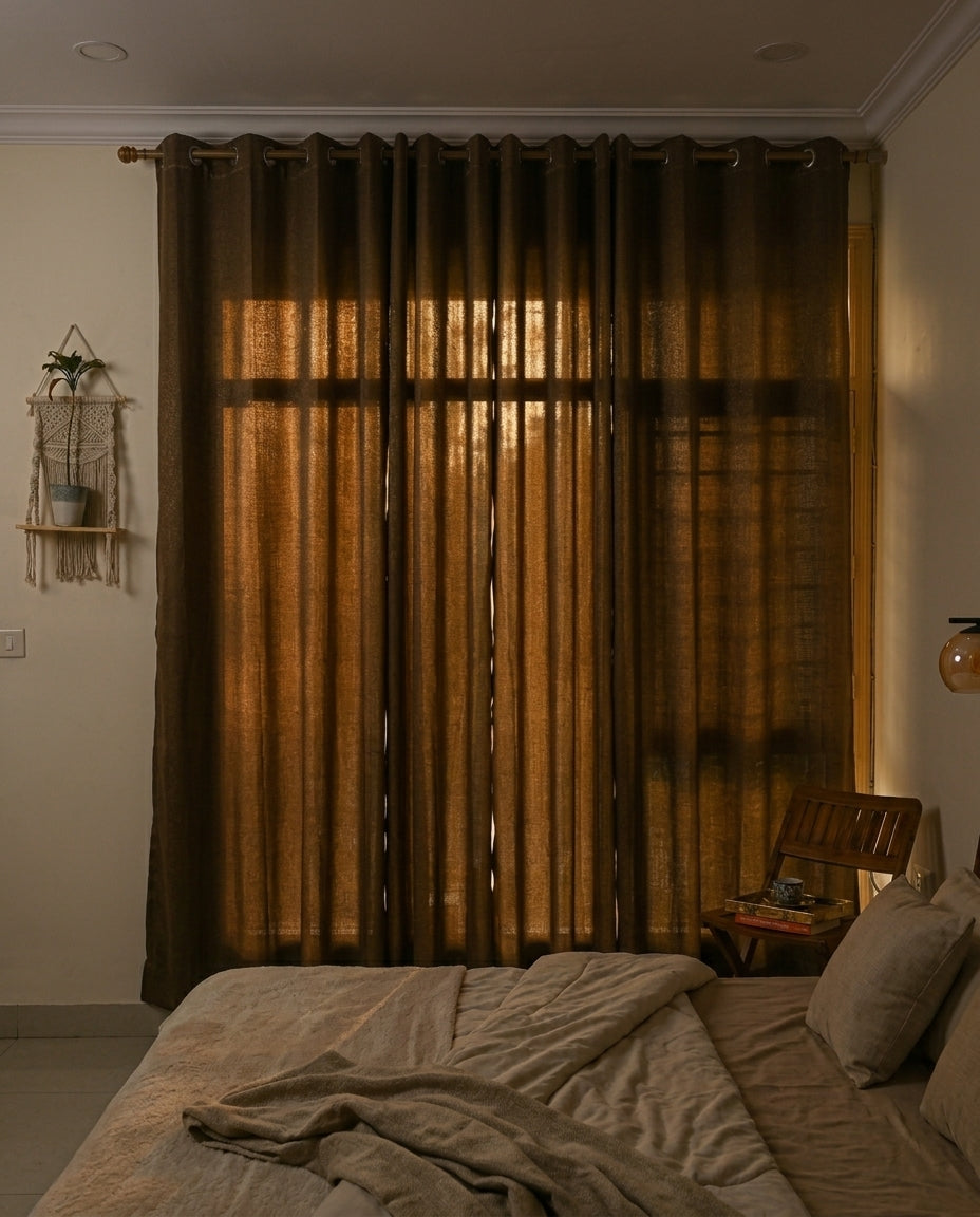 Plain Brown Curtain 50% Blackout Curtain