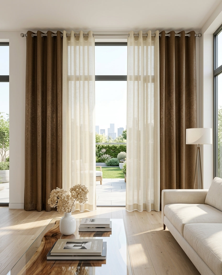 Plain Brown Curtain 50% Blackout Curtain