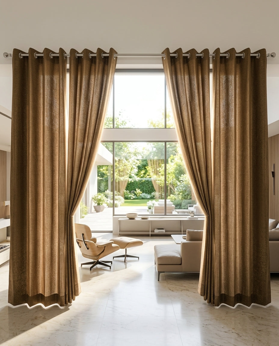 Plain Brown Curtain 50% Blackout Curtain