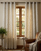 Leaf Pattern Cream Golden Foiling Details  80%Blackout curtain