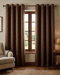 Leaf Pattern Brown Golden Foiling Details  80% Blackout curtain