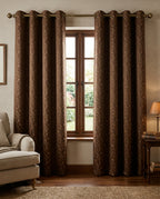 Leaf Pattern Brown Golden Foiling Details  80% Blackout curtain