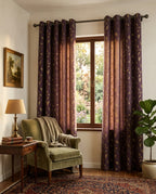 Leaf Pattern Vine Golden Foiling Details  80% Blackout curtain