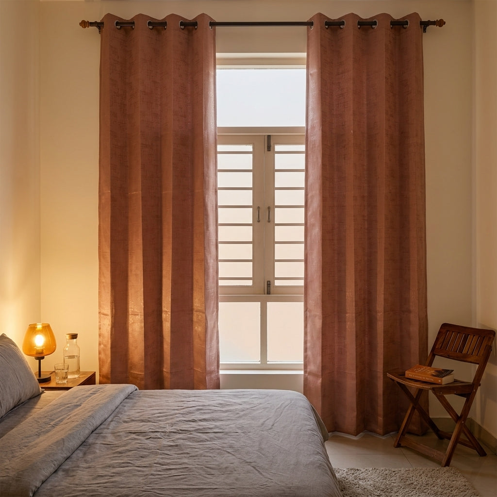 Line Pattern Pink Curtain 80% Blackout Curtain