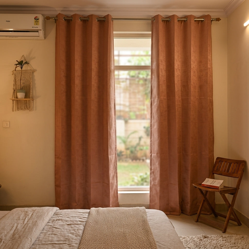 Line Pattern Pink Curtain 80% Blackout Curtain