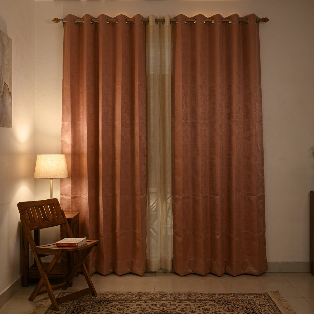 Line Pattern Pink Curtain 80% Blackout Curtain