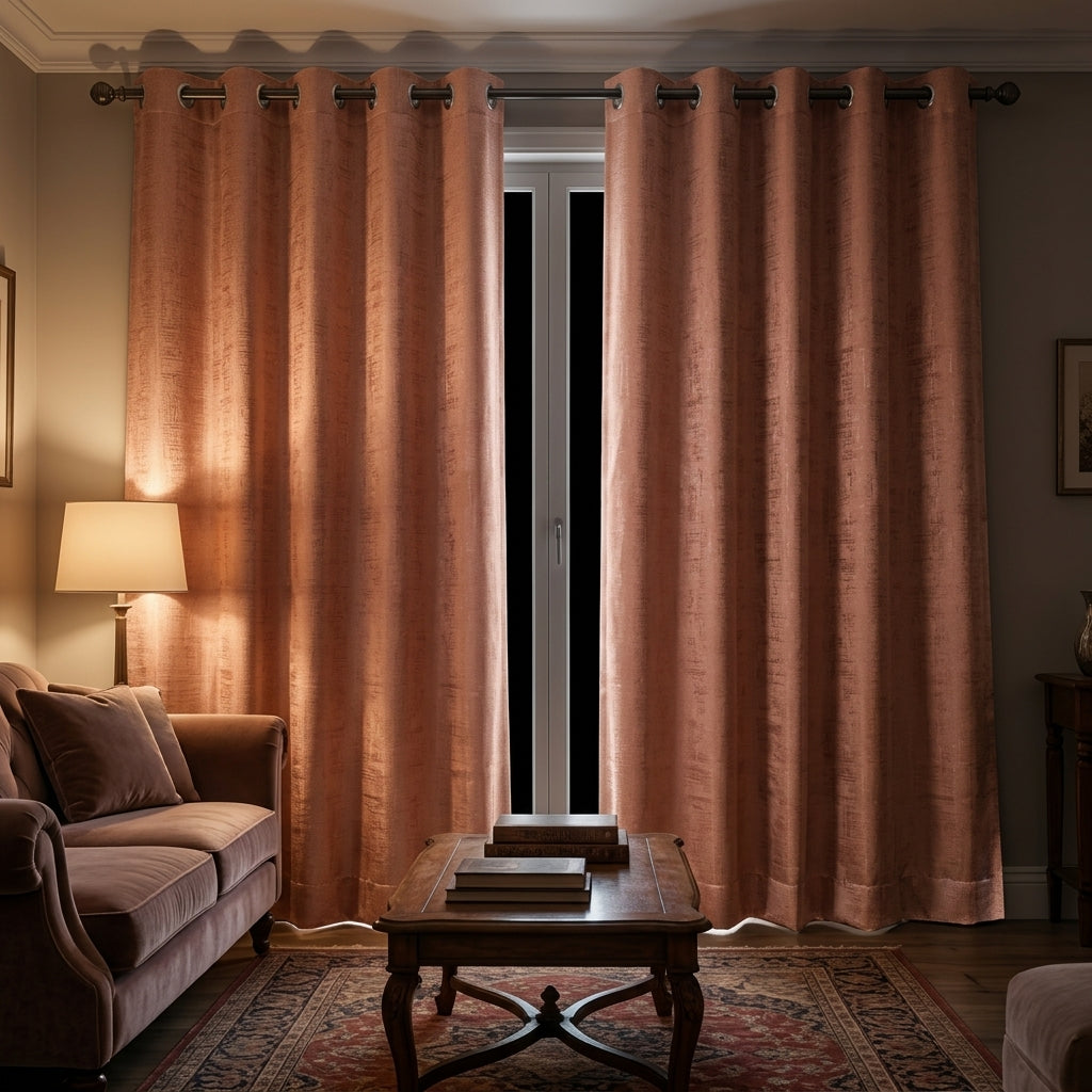 Line Pattern Pink Curtain 80% Blackout Curtain