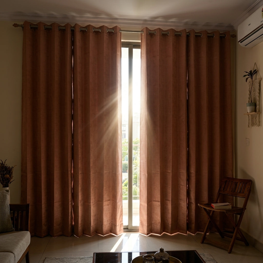 Line Pattern Pink Curtain 80% Blackout Curtain
