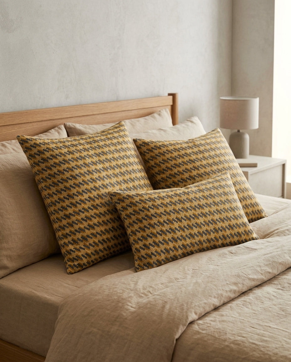 Yellow Checks  Design Cushion Cover pack of 2