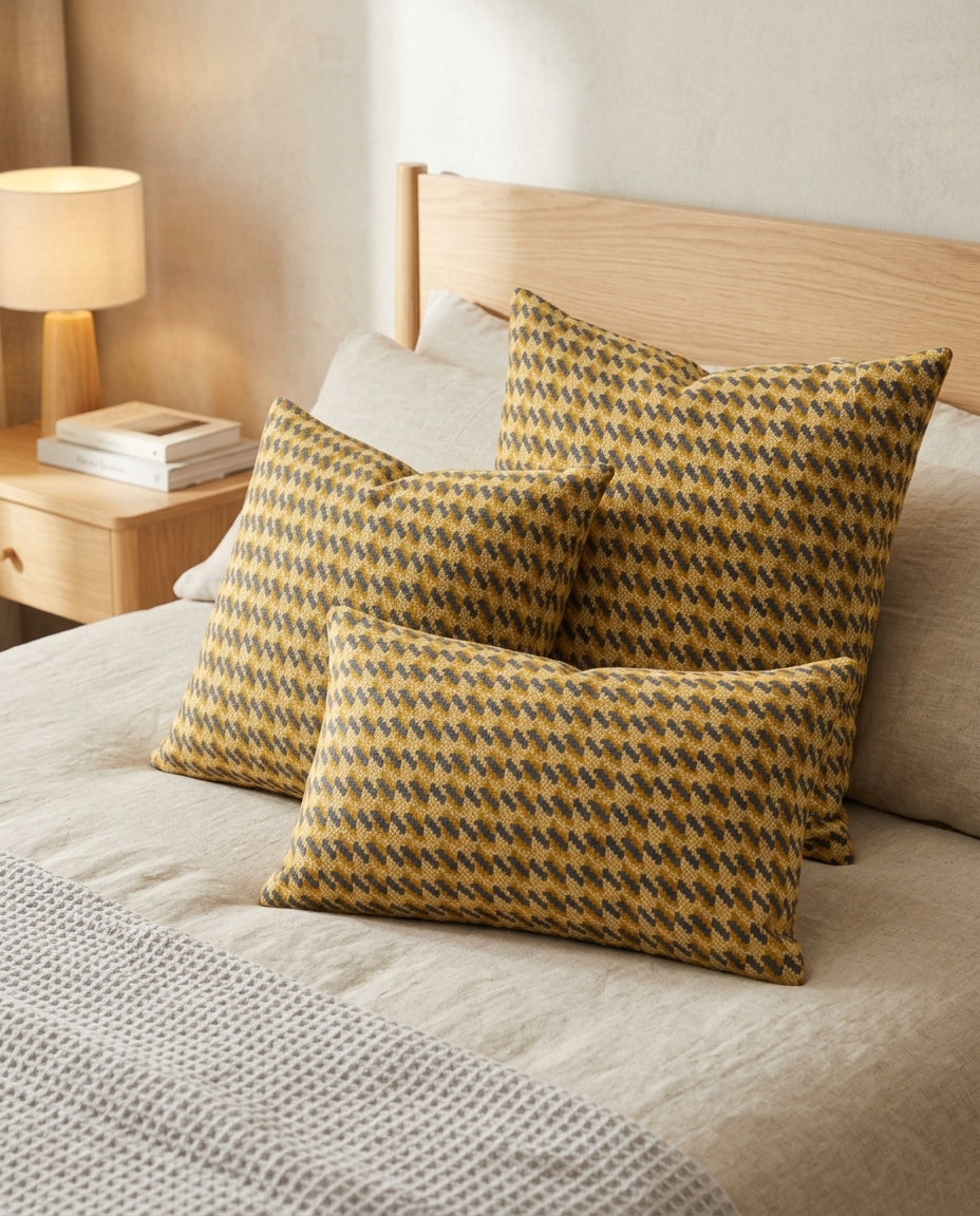 Yellow Checks  Design Cushion Cover pack of 2