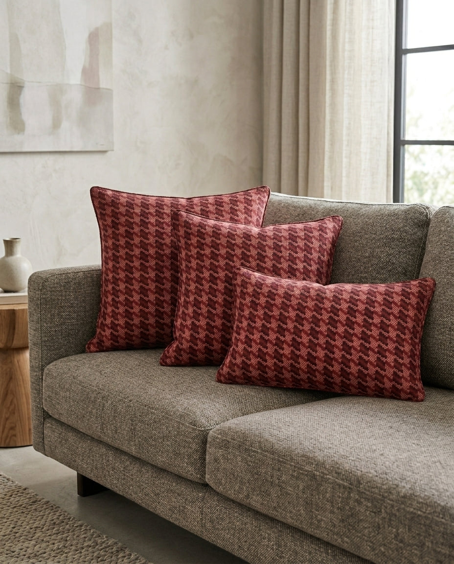 Dark Pink Checks Design Cushion Cover pack of 2