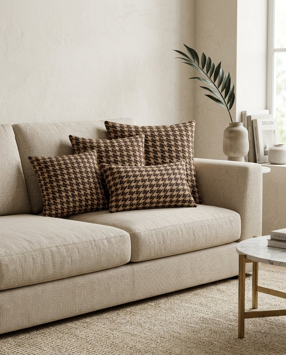 Brown Checks Design Cushion Cover pack of 2