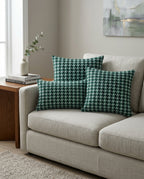 Green Checks Design Cushion Cover pack of 2