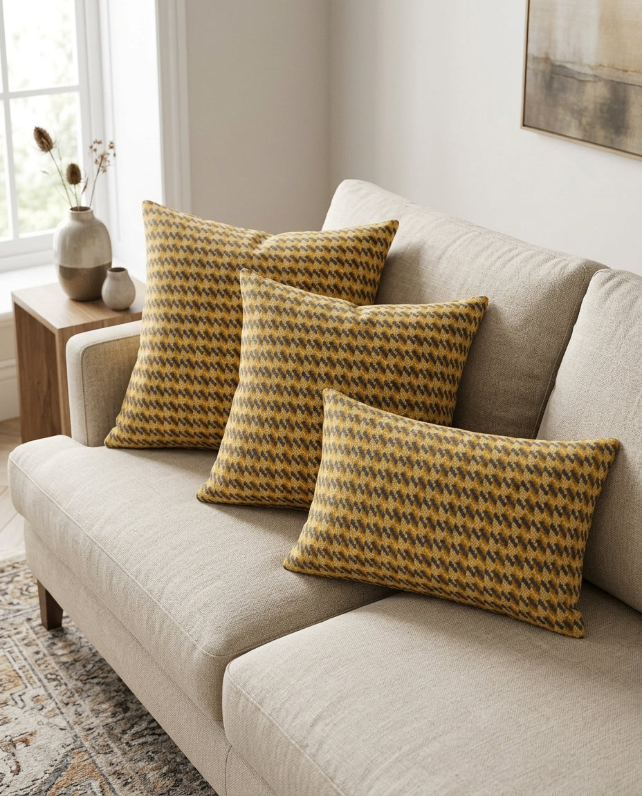 Yellow Checks  Design Cushion Cover pack of 2