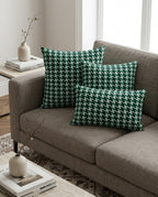 Green Checks Design Cushion Cover pack of 2