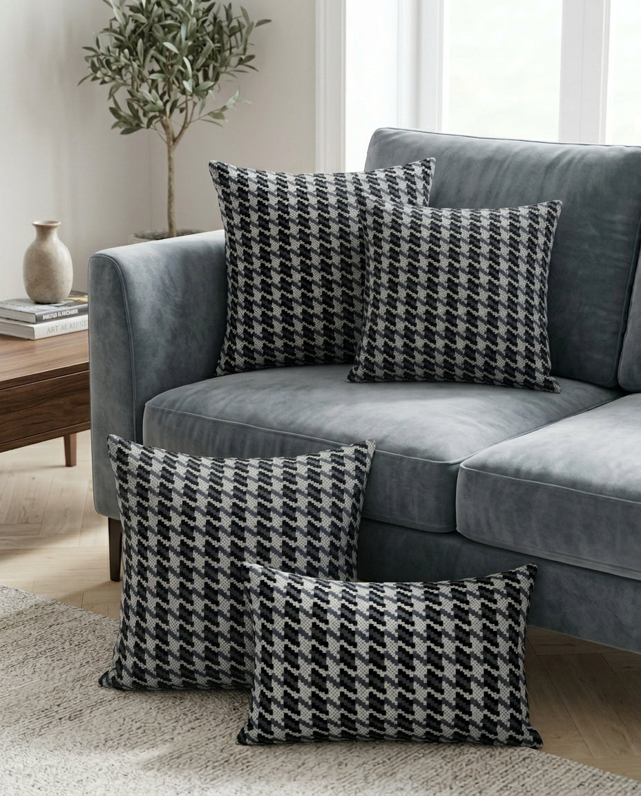 Grey Checks Design Cushion Cover pack of 2